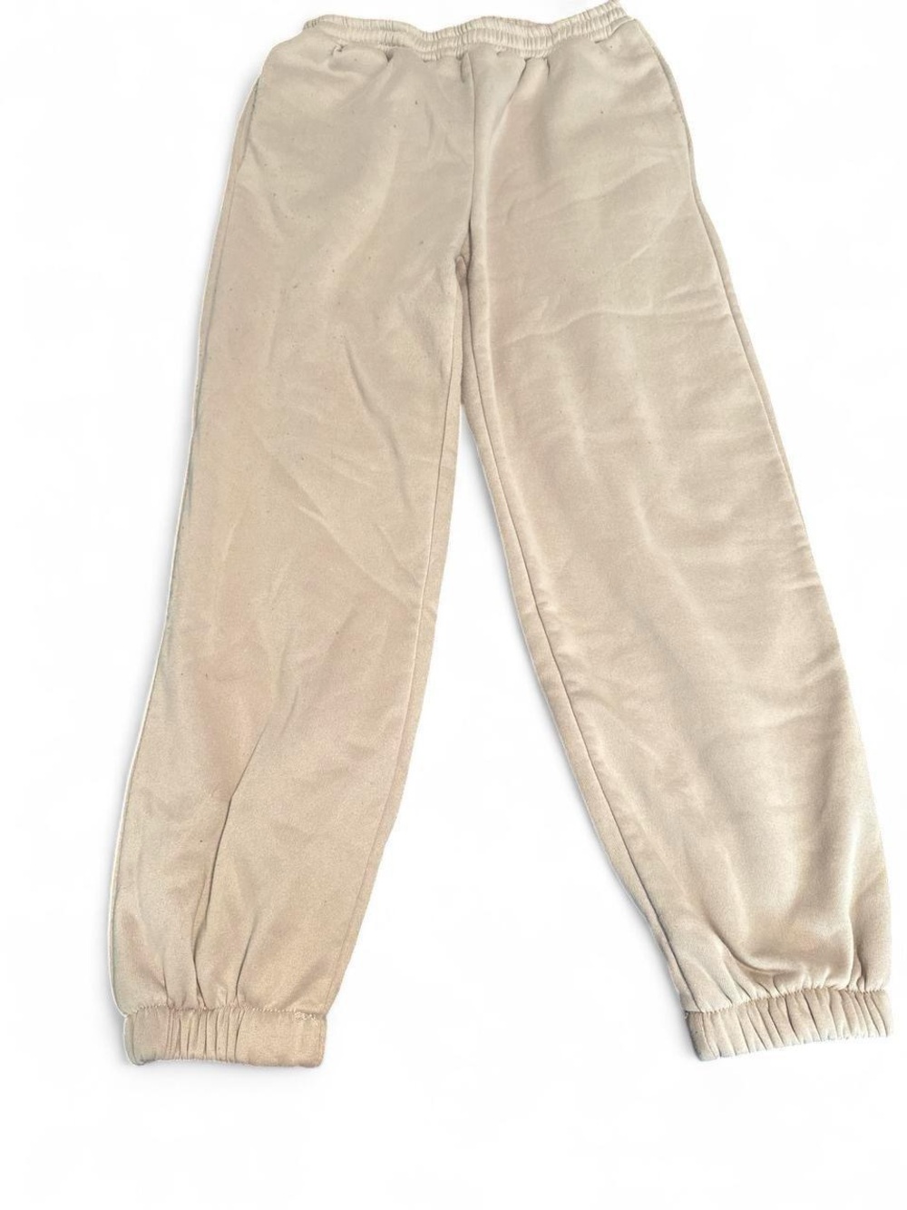Womens Neutral Beige Elastic Waist Jogger Pants